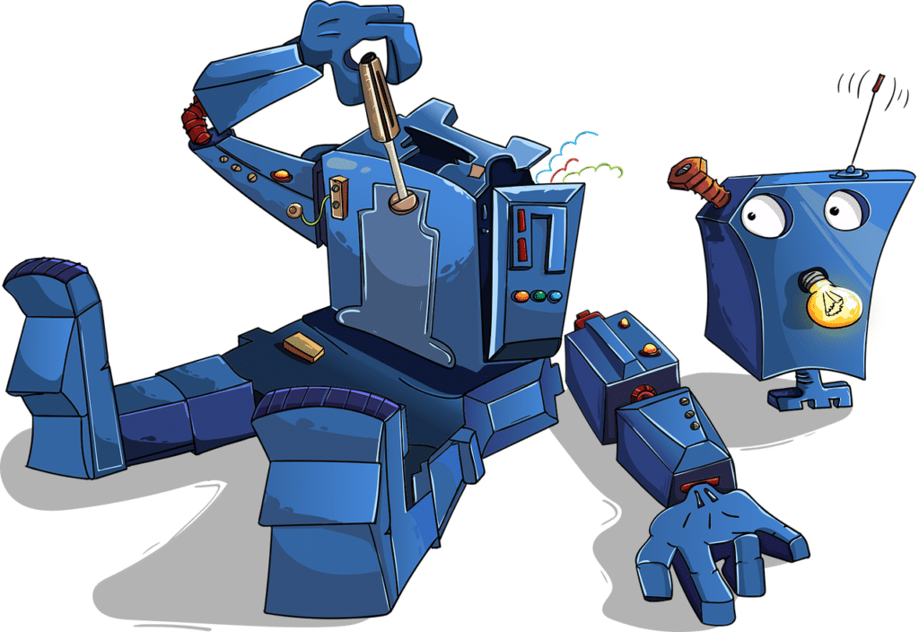 רובוט כחול מפורק