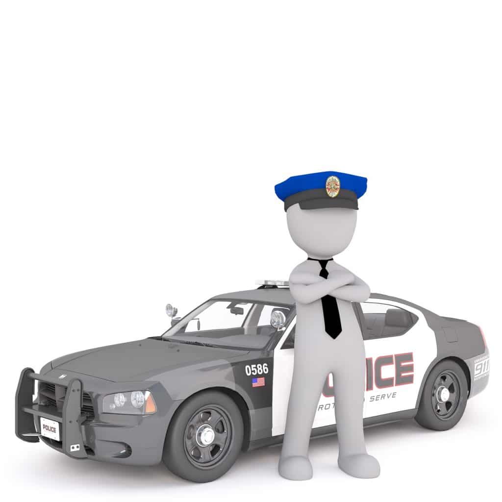 דמות שוטר עם ניידת משטרה